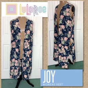 🌵LuLaRoe Navy&Pink Joy Sleeveless Duster Vest  M